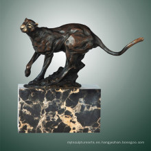 Animal escultura de bronce de leopardo tallado Deco latón de la estatua Tpal-291